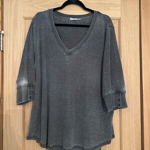 Jane and Delancey Washed Gray V-Neck Tunic